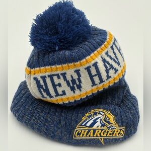 New Era LA Chargers Pom Beanie Blue Gold Knit Hat Fleece Lined NFL‎